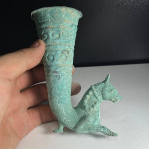 Spectacular Rare Ancient Bronze Rhyton Vessel in the form of Animal , Ancient Bronze Vessel, Collectable Bronze Rhyton