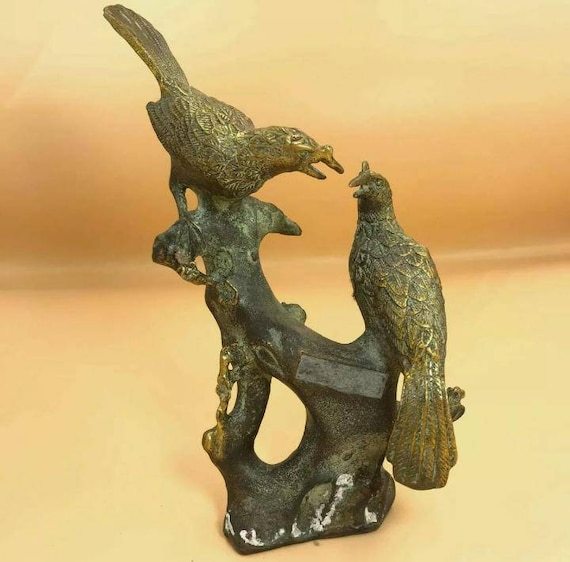枝に2羽の鳥 アールデコ ブロンズ彫刻 アンドレ ヴィンセント