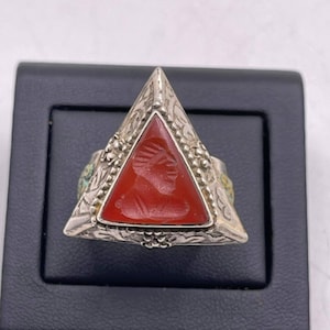 Rare Ancient Old Agate Stone Roman King Engravings Rare 925 Genuine Solid Silver Ring, Antique Ring,Agate Ring, Afghanistan Ring