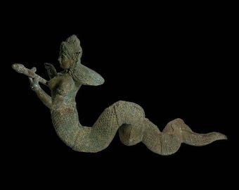 Espectacular figura de Buda Gandhara de bronce de la antigua Roma en forma de serpiente