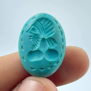 Unique Ancient Old Turquoise Stone Roman Beard King Face Intaglio Rare Stamp Unique Cabochon