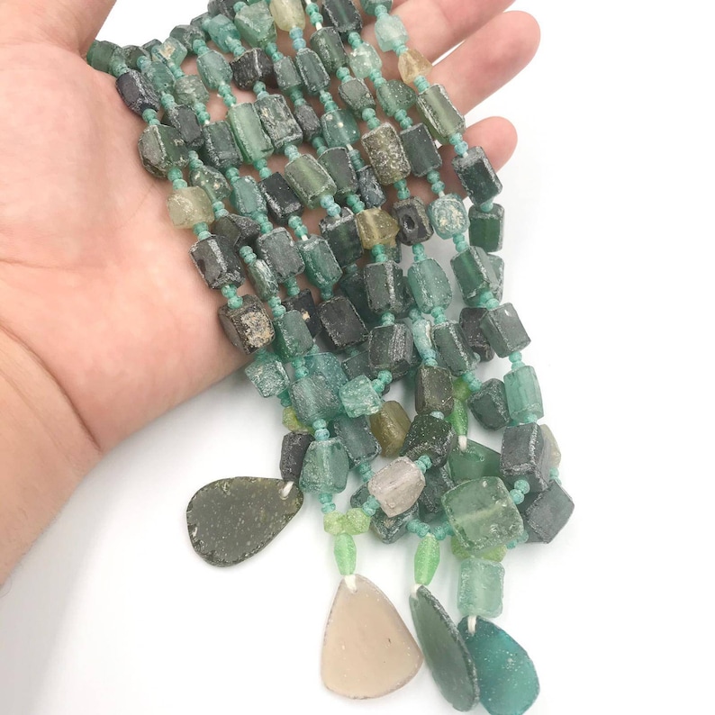 Sale 5 Strands 2000 years Old Ancient Roman glass Original Glass Rare Beads Strand Necklace From Afghanistan For making ancient jewelry