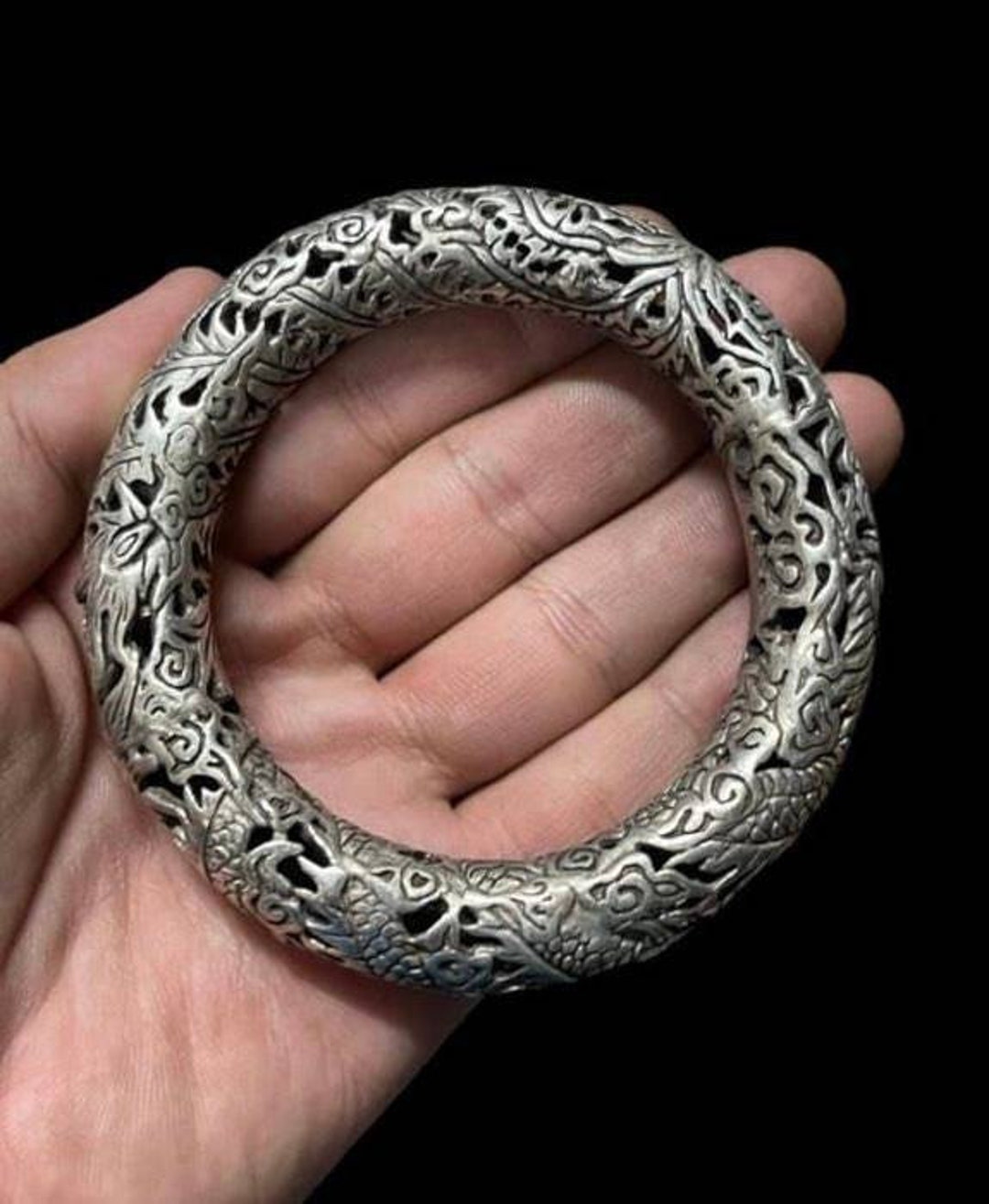 アクセサリー Tibet vintage- bangle Retro Tibetan Buddhism Silver Twisted Bracelet Open Bangle