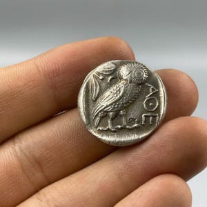Amazing Ancient Greek Athens Athena Owl Bronze Coated Coin