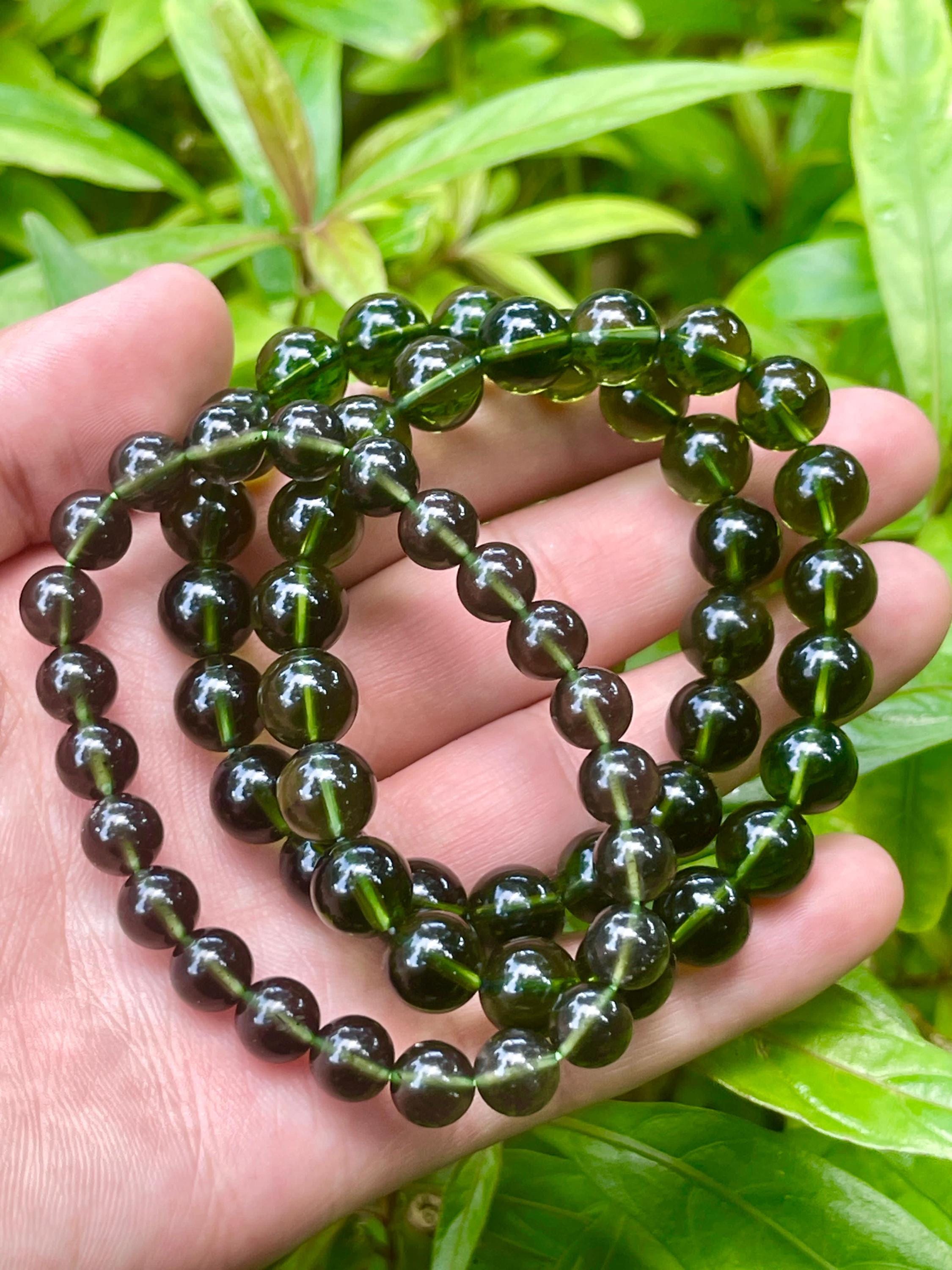 Genuine Moldavite Beaded Bracelet: Czech Tektite Crystal - Etsy