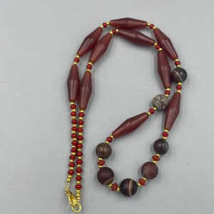 Stunning Ancient Old Carnelian Agate Stone And Himalayan Indo Tibetan Beads Rare Lovely Necklace
