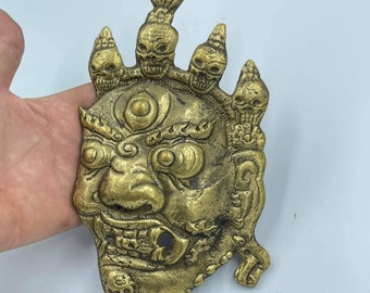 Amazing Antique Near Eastern Vintage Old Bronze Multiple Faces Beast Face Mask
