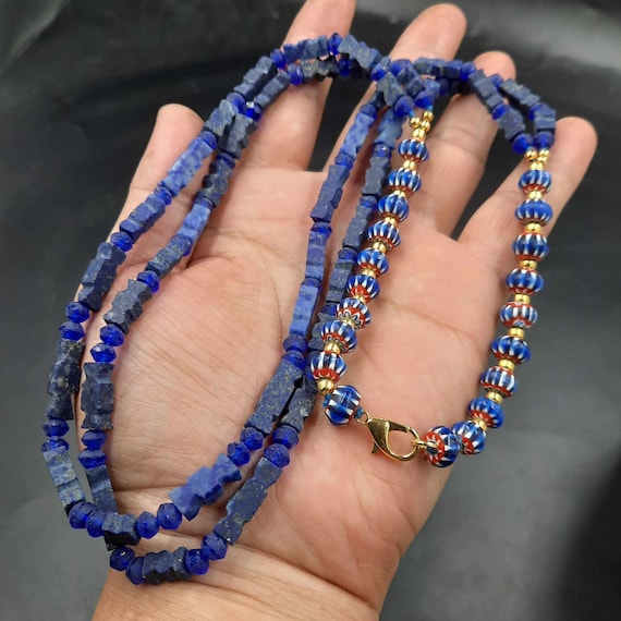 Superb Ancient Old Lapis lazuli Stone Beads With … - image 1