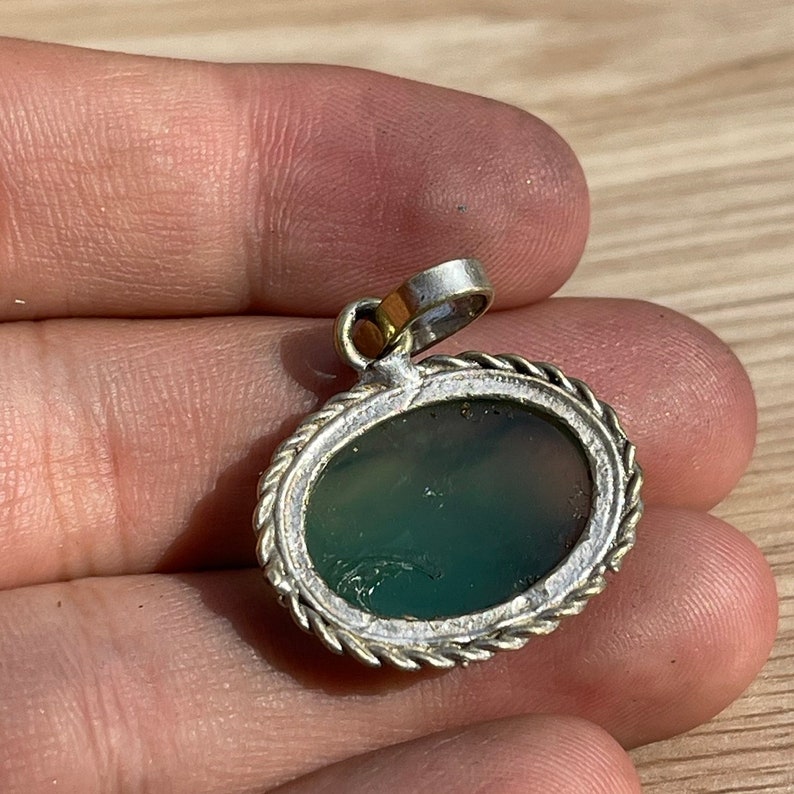 Ancient Near Eastern Old Agate Stone Animal Engravings Brass Lovely