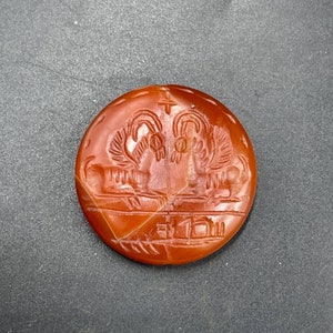 Ancient Near Eastern Carnelian Amulet Bead: Carved Agate Seal Stamp