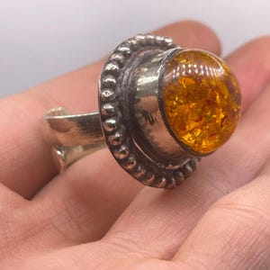 Vintage Tibetan Brass Ring With Natural Coapl Adjustable Free Size Ring