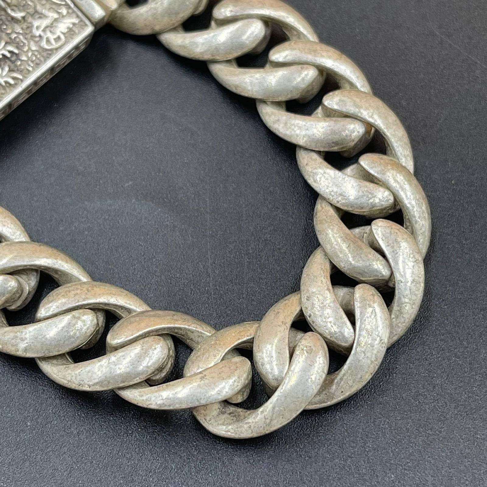 Antique Handmade Silver Chain Bracelet: Northern Thailand Design Antique Handmade Silver Chain Bracelet: Northern Thailand Design