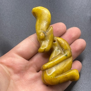 Rare Ancient Near Eastern Old Jade Stone Worshipper Statue Carved Figure