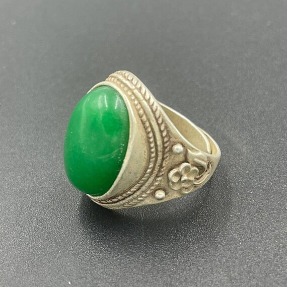 Beautiful Vintage Antique Old Silver And Jade Sto… - image 6