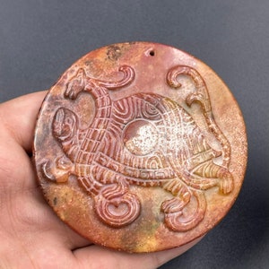 Qing Dynasty Jasper Stone Dragon Turtle Amulet Pendant