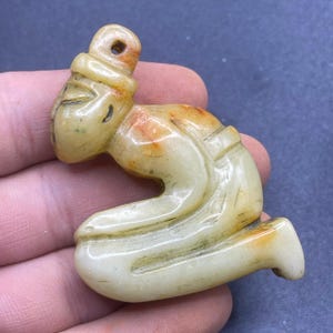Unique Ancient Near Eastern Old Jade Stone Worshipper Statue Carved Figure