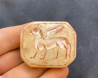 Spectacular Near Eastern Ancient Stone Winged Animal Engravings Rare Excellent Lovely Seal Stamp Amulet