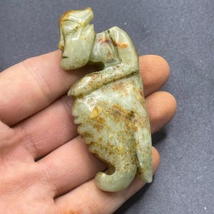 Rare Ancient Near Eastern Old Jade Stone Worshipper Statue Carved Figure