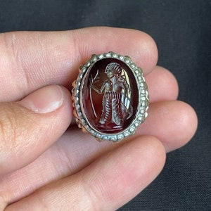 Unique Ancient Old Agate Stone Roman King Engravings Rare 925 Genuine Solid Silver Ring, Antique Ring,Agate Ring, Afghanistan Ring