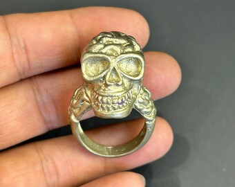 Vintage Tibetan Bronze Skull Ring