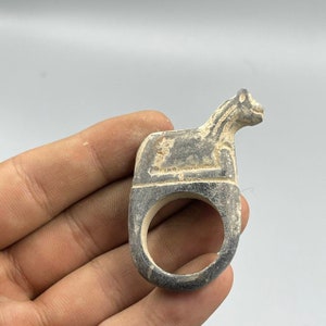 Wonderful Ancient Near Eastern Old Stone Rare Unique Ring With Animal On Top , Gift Ring , Ancient Ring , Excellent Ring