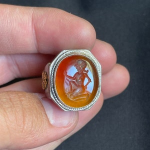 Spectacular Ancient Old Agate Stone Roman King Engravings Rare 925 Genuine Solid Silver Ring, Antique Ring,Agate Ring, Afghanistan Ring