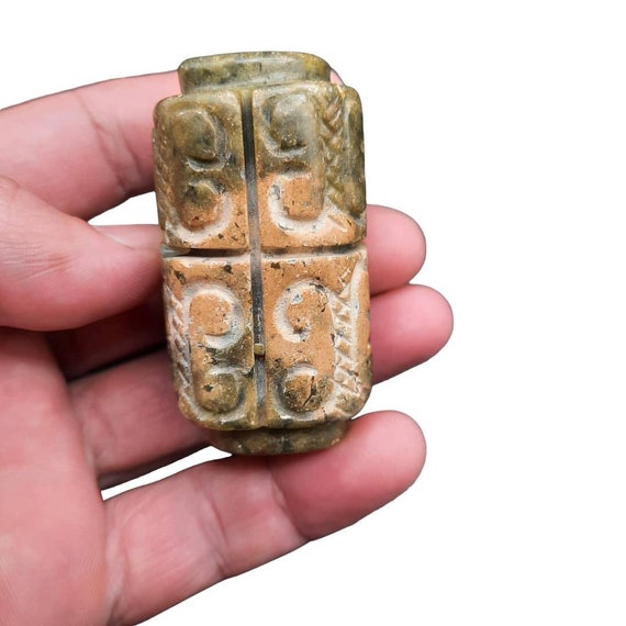Antique Old Natural Jade Stone Beautiful Engravin… - image 2