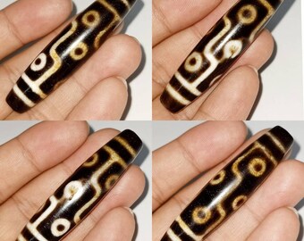 Lovely Ancient Very Old Tibetan Powerful 9 Eye Lucky Old Agate Natural Unique Dzi Bead
