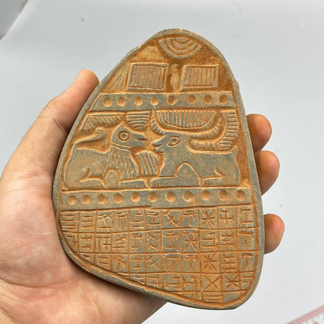 Bactrian Inscriptions Bactrian Stone Tile: Ancient Near Eastern Animals Intaglio With ...