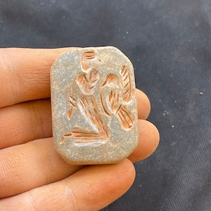 Superba pietra antica del Vicino Oriente, bellissime incisioni, raro, eccellente, adorabile timbro con sigillo, amuleto