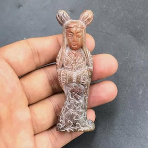 Qing Dynasty Jasper Stone Carved Female Statuette