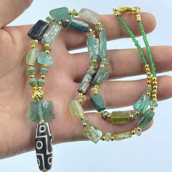 Wonderful Roman Golden glass beads unique beads