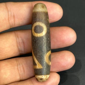 Vintage 2 Augen Achat Dzi Perle - Seltenes Himalaya Amulett