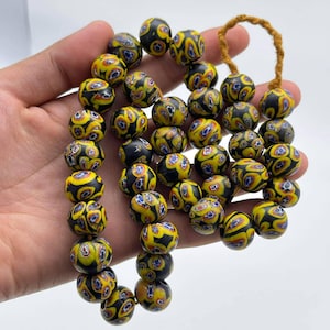 Amazing Antique Old African Mosaic Glass Beads Rare Unique Excellent Necklace Authentic Antiques Collection