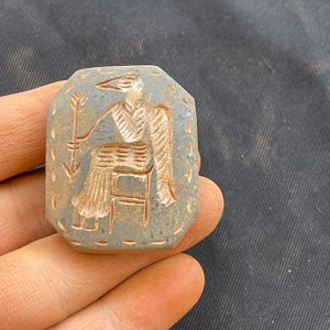 Bellissima pietra antica del Vicino Oriente, incredibili incisioni, raro, meraviglioso, adorabile timbro con sigillo, amuleto