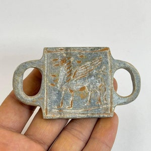 Wonderful Ancient Bactrian Old Stone Belt Buklet With Animal Carving