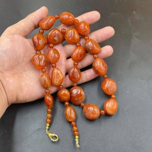 Wonderful Ancient Natural Old Roman Carnelain Agate Stone Unique Lucky Beads Necklace