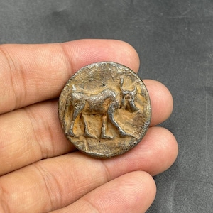 Antique Bronze Coin: Rare Cow Figure