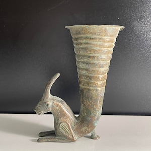 Beautiful Ancient Old Roman Bronze Rhyton Animal Drinking Rare Excellent Vessel From Afghanistan Balkh