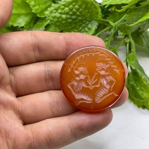 Amazing Ancient Near Eastern Old Agate Stone Roman King & Queen Intaglio Rare Seal Stamp Cabochon, Antique Cabochon, Jewelry Making Cabochon