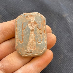 Incantevoli incisioni stupefacenti in pietra antica del Vicino Oriente, amuleto con timbro con sigillo, raro e meraviglioso