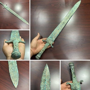 Spedizione espressa gratuita in tutto il mondo Incredibile unico antico romano meraviglioso bronzo bellissima grande spada con patina rara eccellente collezione