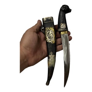 Splendida testa di scimmia in bronzo antico antico con coltello da copertina unico e raro