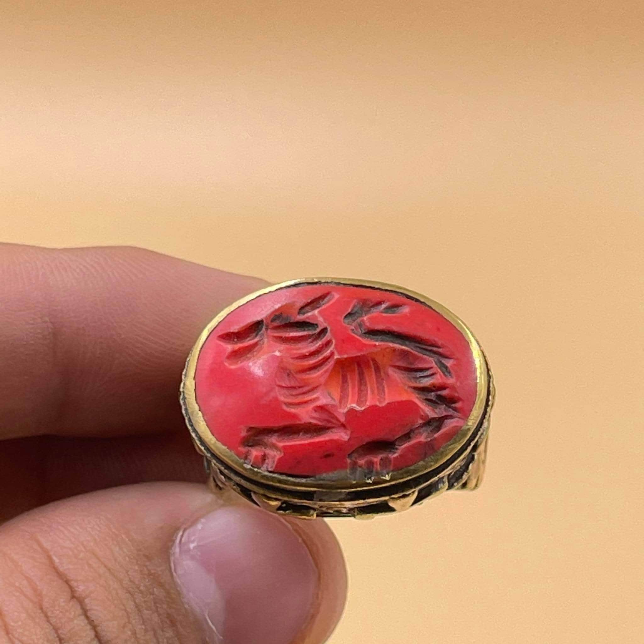 Intaglio carnelian ring - Etsy 日本