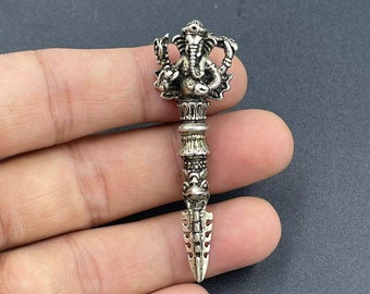 Beautiful Vintage Tibetan Silver Ganesh Buddha Unique Excellent Pendent