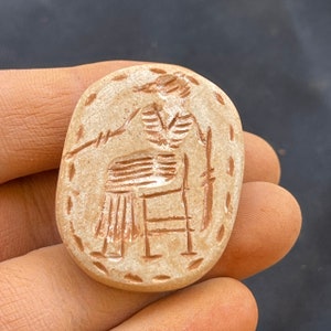 Incredibile pietra antica del Vicino Oriente, bellissime incisioni, raro, eccellente, adorabile timbro con sigillo, amuleto