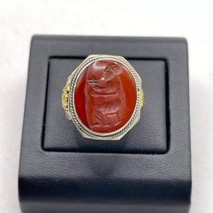 Spectacular Ancient Old Agate Stone Roman King Engravings Rare 925 Genuine Solid Silver Ring, Antique Ring,Agate Ring, Afghanistan Ring