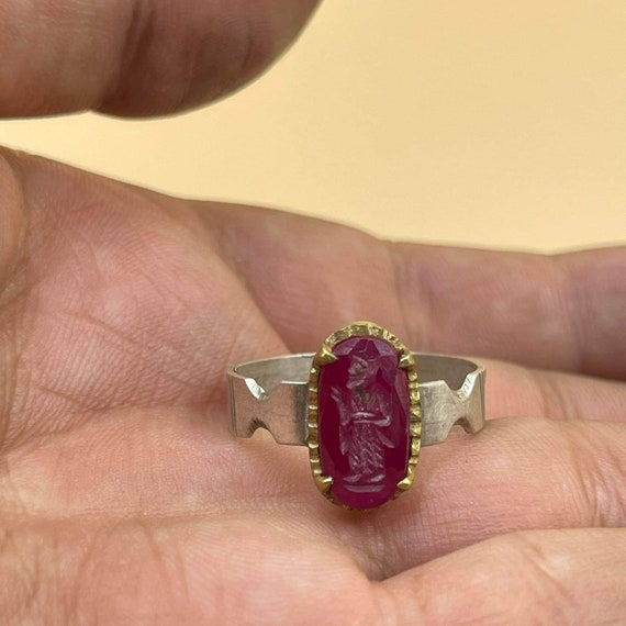 Unique Ancient Old Ruby Stone Roman King Engravings R… - Gem