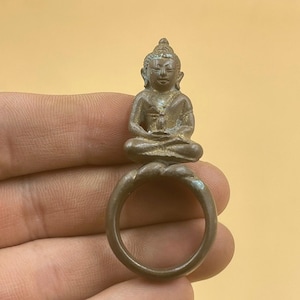Antique Bronze Buddha Ring - Ancient Roman Style