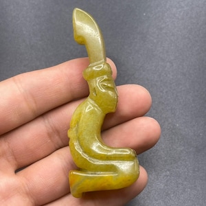 Antique Ancient Near Eastern Old Jade Stone Worshipper Statue Carved Figure